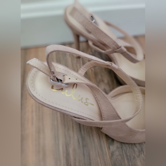 Lulus pink stiletto velvet matetial slingbacks 8.5‎ like new - Picture 3 of 6